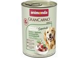 animonda GranCarno Single Protein Superfoods Nassfutter Hund Adult, Huhn und Spinat, Himbeeren, Kürbiskerne 24x400 g