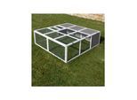 MyAnimal Hasenstall MH-06 Freilaufgehege, Kaninchenstall XXL, mit Unterstand, Simple-Fold, Vollholz (Grau)