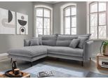 Ecksofa HOME AFFAIRE "Lazio modern und bequem, schmale Armlehnen, tolle Detailverarbeitung", grau, B:255cm H:94cm T:180cm, 100% Polyester, Sofas, Ecksofa, zwei verschiedene Fußfarben wählbar