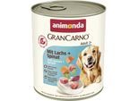 animonda GranCarno Original Nassfutter Hund Adult, Lachs und Spinat 24x800 g