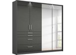 Drehtürenschrank RAUCH "Kleiderschrank Schrank Garderobe Garderobenschrank HOMBURG", grau (graumetallic, hochglanz effektgrau), B:181cm H:197cm T:54cm, Holzwerkstoff, Schränke, Drehtürenschrank, inkl. Passepartout, oberer Schubkasten mit Einteilung MADE IN GERMANY