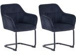 Freischwinger BYLIVING "ELBA", schwarz, schwarz, B:60cm H:85cm T:60cm, Metall, Stoff, Stühle, Freischwinger, Grob-Cord, 110 kg, 180 drehbar Rückholfunktion, Schwingstuhlgestell