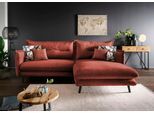 Ecksofa HOME AFFAIRE "Lazio modern und bequem, schmale Armlehnen, tolle Detailverarbeitung", orange (koralle, zierkissen blumenmuster), B:255cm H:94cm T:180cm, 100% Polyester;Wendekissen: 100% Polyester, Sofas, Ecksofa, zwei verschiedene Fußfarben wählbar