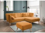 Ecksofa HOME AFFAIRE "Lazio modern und bequem, schmale Armlehnen, tolle Detailverarbeitung", gold, B:264cm H:80cm T:160cm, 100% Polyester, Sofas, Ecksofa, Holzfußfarbe wählbar, inkl. 4x Zierkissen