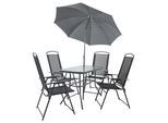 Garten-Essgruppe VCM "5-tlg Sitzgruppe Gartenmöbel Tisch Stühle Set 110", schwarz (anthrazit), B:110cm T:55cm, Obermaterial: 100% Metall MT., Sitzmöbel-Sets, Garten-Essgruppe