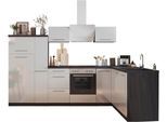 Küche RESPEKTA "Amanda", weiß (küche: weiß, front: weiß, korpus: eiche grau nachbildung, arbeitsplatte: eiche grau nachbildung), B:290cm H:171cm T:200cm, Komplettküchen-Sets, Breite 290 cm, mit Soft-Close, exklusiver Konfiguration für OTTO