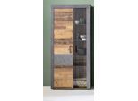 Vitrine HOME AFFAIRE "Ilana", graphit grau matera, old wood farben, Schränke, Vitrine, moderner Industrial Style - Beleuchtung optional - B/T/H 87/34/189 cm