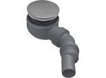 Siphon CORNAT "Ablaufgarnitur für Brausewannen", grau (grau, verchromt), Ø:11,4cm, Kunststoff, Siphons, Siphon, mit waagerechtem Abgang und herausnehmbarem Geruchverschluss
