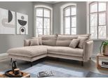 Ecksofa HOME AFFAIRE "Levke, 255 x 180 cm, modern und bequem", beige, B:255cm H:94cm T:180cm, 100% Polyester, Sofas, Ecksofa, Velours, Kissen: Paradiso, L-Form, inkl. Rücken- und Zierkissen
