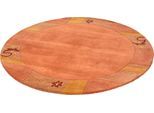 Wollteppich THEKO "Royal Ganges" Gr. 10, orange (terrakotta), H:13mm Ø:150cm, Viskose, Wolle, Teppiche, 95% Wolle, mit Bordüre, ideal im Wohnzimmer & Schlafzimmer