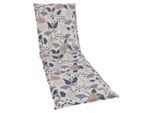 Liegenauflage, Beige, Blau, Textil, Floral, Füllung: Schaumstoff, Vlies, 60x6x190 cm, Oeko-Tex® Standard 100, pflegeleicht, hochwertige Qualität, langlebig, für den Außenbereich geeignet, mittels Bändern zu befestigen, Gurtband befestigen, Outdoor-Kissen, Liegenauflagen