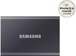 SAMSUNG SSD-Festplatte "Portable SSD T7", grau, 2 TB, Schreibgeschwindigkeitmaximal 1000 MB/s Lesegeschwindigkeitmaximal 1050 MB/s, Festplatten, SSD-Festplatte