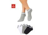 Kurzsocken BENCH., Damen, Gr. 35-38, grau (weiß, schwarz, grau), Baumwolle, Elasthan, Polyamid, meliert, unifarben, elastisch, Socken, mit doppelten Bündchen