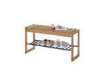Mid.you Garderobenbank, Natur, Schwarz, Holz, Metall, Eiche, massiv, 1-Sitzer, 88x45x30 cm, Garderobe, Garderobenbänke