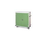 Laptopwagen mit Ladefunktion, 2-Punkt-Verriegelung, CH-Stecker, Feststellbremse, 30 Fächer, B 1310 x T 500 x H 1250, grün