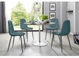 Essgruppe OTTO HOME, blau (zement, optik, blau), Sitzmöbel-Sets, Essgruppe, mit rundem Tisch im Zement-Optik