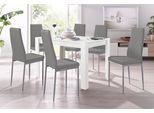 Essgruppe OTTO HOME "Tisch, Stuhl", weiß (weiß mit struktur, grau), B:120cm, Sitzmöbel-Sets, Essgruppe, Tisch 120 cm, 4 Stühle in Lederoptik