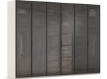 Kleiderschrank RAUCH "Schrank Garderobe SKAT SHINE Breiten 151/201/251/301cm, Höhe 223/235cm", beige (champagner), B:301cm H:223cm T:61cm, Glas, Holzwerkstoff, Schränke, Kleiderschrank, edle Schrankfront mit hochwertigen Glasrahmentüren MADE IN GERMANY