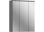 Badezimmerspiegelschrank WELLTIME "LUCCA, Breite 60cm, 3 Spiegeltüren, 9 Fächer, 6 Fachböden", silber (rauchsilber nb, spiegelfront), B:60cm H:77cm T:21cm, FSC-zertifizierter Holzwerkstoff, Schränke, Badmöbel, Badschrank, Schrank, Wandschrank, Bad, Badezimmer