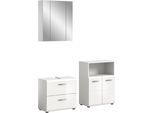 Badmöbel-Set WELLTIME "FLORENZ, 3-teilige Badkombination, hochwertige MDF-Front", weiß (weiß, weiß hochglanz), B:135cm H:185cm T:32cm, Holzwerkstoff, MDF, Kastenmöbel-Sets, Badmöbel-Set, Bad-Kombination, Bad-Möbel, Badezimmer, Kombination, Kombi