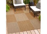 Teppich ANDIAMO "ARIZONA1", braun, B:200cm H:5mm L:290cm, Kunstfaser, Teppiche, Teppich, Flachgewebe, kariertes Muster, In- und Outdoor geeignet, wetterfest