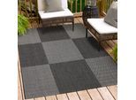 Teppich ANDIAMO "ARIZONA1" Gr. 3, grau (anthrazit), B:133cm H:5mm L:190cm, Kunstfaser, Teppiche, Teppich, Flachgewebe, kariertes Muster, In- und Outdoor geeignet, wetterfest