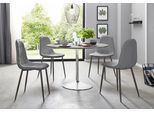 Essgruppe OTTO HOME, grau (zement, optik, grau), Sitzmöbel-Sets, Essgruppe, mit rundem Tisch im Zement-Optik
