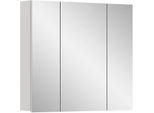 Spiegelschrank WELLTIME "BIEL, Breite 82 cm, 3 Türen, 6 Einlegeböden, 9 Fächer", weiß, B:82cm H:77cm T:18cm, FSC-zertifizierter Holzwerkstoff, Schränke, Spiegelschrank, Badmöbel, Badschrank, Schrank, Wandschrank, Bad, Badezimmer