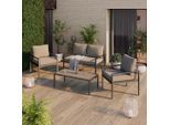 Beldano , Beigebraun , Metall, Textil , Gartenmöbel, Loungemöbel, Loungegarnituren