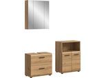 Badmöbel-Set WELLTIME "FLORENZ, 3-teilige Badkombination, hochwertige MDF-Front", artisan oak nb, B:135cm H:185cm T:30cm, Holzwerkstoff, MDF, Kastenmöbel-Sets, Badmöbel-Set, Bad-Kombination, Bad-Möbel, Badezimmer, Kombination, Kombi