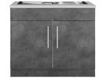 Spülenschrank WIHO KÜCHEN "Cali", grau (front und korpus: betonfarben, arbeitsplatte: canvas grau), B:100cm H:85cm T:60cm, Schränke, Spülenschrank, 100 cm breit