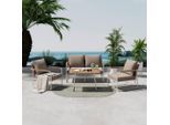 Beldano , Creme, Weiß, Akaziefarben , Holz, Metall, Kunststoff, Textil , Akazie , massiv , Füllung: Polyester,Polyester , einzeln stellbar , wetterfest , Gartenmöbel, Loungemöbel, Loungegarnituren