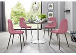 Essgruppe OTTO HOME, rosa (zement, optik, rosa), Sitzmöbel-Sets, Essgruppe, mit rundem Tisch im Zement-Optik