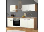 FlexWell , Eichefarben, Magnolie , Holzwerkstoff , 1 Schublade(n) Schubladen , einmalig seitenverkehrt montierbar, nur wie online abgebildet bestellbar , A , 210 cm , Made in Germany , links aufbaubar, rechts aufbaubar , Küche, Küchenblöcke, Küchenzeilen