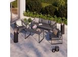 Beldano , Anthrazit , Metall, Glas, Textil , Füllung: Schaumstoff,Polyester , einzeln stellbar , Tisch mit Glasplatte , Gartenmöbel, Loungemöbel, Loungegarnituren