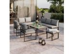 Beldano , Grau, Dunkelgrau , Metall, Textil, Holzwerkstoff , Füllung: Polyester,Polyester , einzeln stellbar , 165x72x68 cm , wetterfest , Gartenmöbel, Loungemöbel, Loungegarnituren