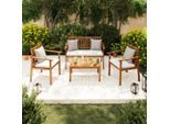 Beldano , Akaziefarben, Beige , Holz , Akazie , massiv , Füllung: Komfortschaum,Polyester , Gartenmöbel, Loungemöbel, Loungegarnituren