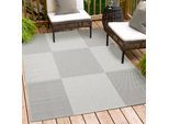 Teppich ANDIAMO "ARIZONA1" Gr. 4, silber (silberfarben), B:160cm H:5mm L:230cm, Kunstfaser, Teppiche, Teppich, Flachgewebe, kariertes Muster, In- und Outdoor geeignet, wetterfest