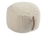 Novel Pouf, Beige, Textil, Füllung: Styroporkugeln, 50x30x50 cm, Care & Fair, Handmade in India, Indoor, Sitzfläche gepolstert, mit Griff, rutschfest, formstabil, Wohnzimmer, Hocker, Poufs