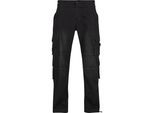 Cargohose BRANDIT "Brandit Brandit Denim Cargo Pants", Herren, Gr. 32/32, Länge 32, schwarz, 75% Baumwolle, 24% Polyester, 1% Elasthan, unifarben, loose fit, Hosen Cargohose
