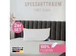 Federkissen SPESSARTTRAUM "FIRST CLASS, Kopfkissen 1-tlg. oder 2-tlg. 40x80 oder 80x80 cm", weiß, B:40cm L:80cm, Bezug: 100% Baumwolle. Füllung: 100% Federn, Kopfkissen, hergestellt in Deutschland, allergikerfreundlich, im Set günstiger