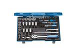 Gedore Steckschlüsselsatz, Set 50-teilig, 1/4 + 1/2 Zoll, Werkzeug, Nüsse Knarre Bits, für KFZ, 19 V20 U10, Blau (6157490)