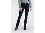 Bootcut-Jeans ARIZONA "Ultra-Stretch", Damen, Gr. 24, K + L Gr, blau (rinsed), Denim/Jeans, Obermaterial: 74% Baumwolle, 24% Polyester, 2% Elasthan, Basic, extraeng lang, Jeans, normale Passform, Baby-Bootcut, Used-Look-Waschung