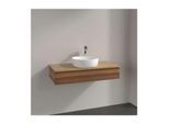 Villeroy und Boch Antao Waschtisch-Unterschrank L09051HM mit Beleuchtung, 1 Auszug, 1000 x 190 x 500 mm, Front ohne Struktur, Warm Walnut / Honey Oak
