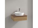 Villeroy und Boch Antao Waschtisch-Unterschrank K07052HN 60x19x50cm, Hahnloch, Waschbeckenplattenfarbe warm walnut, honey oak
