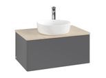 Villeroy und Boch Antao Waschtisch-Unterschrank K30053GK 80x36x50cm, Hahnloch, Waschbeckenplattenfarbe botticino, anthracite matt lacquer
