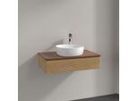 Villeroy und Boch Antao Waschtisch-Unterschrank K08152HN 80x19x50cm, Hahnloch, Waschbeckenplattenfarbe warm walnut, honey oak