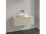 Villeroy und Boch Antao Waschtisch-Unterschrank L31110HJ mit Beleuchtung, 100x36x50cm, Waschbeckenplattenfarbe Lack, silk grey matt lacquer