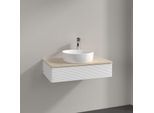 Villeroy und Boch Antao Waschtisch-Unterschrank K08153MT 80x19x50cm, Hahnloch, Waschbeckenplattenfarbe botticino, white matt lacquer