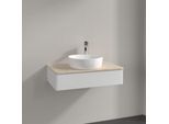 Villeroy und Boch Antao Waschtisch-Unterschrank K08053GF 80x19x50cm, Hahnloch, Waschbeckenplattenfarbe botticino, glossy white lacquer